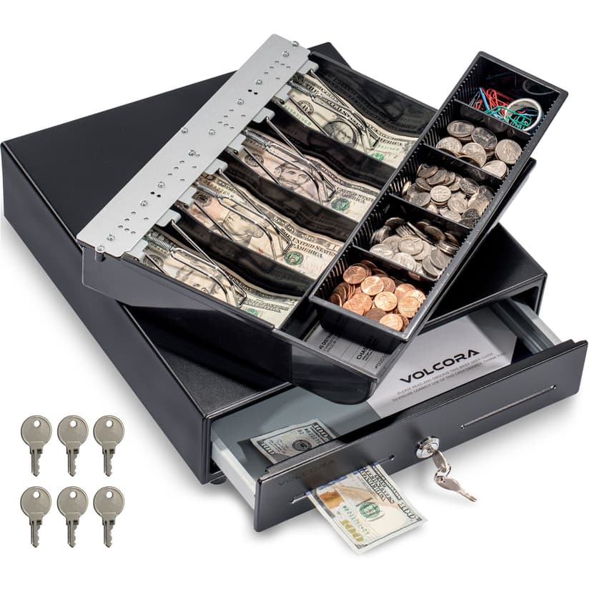 13'' Mini Cash Register Drawer, 4 Bill/5 Coin, Black