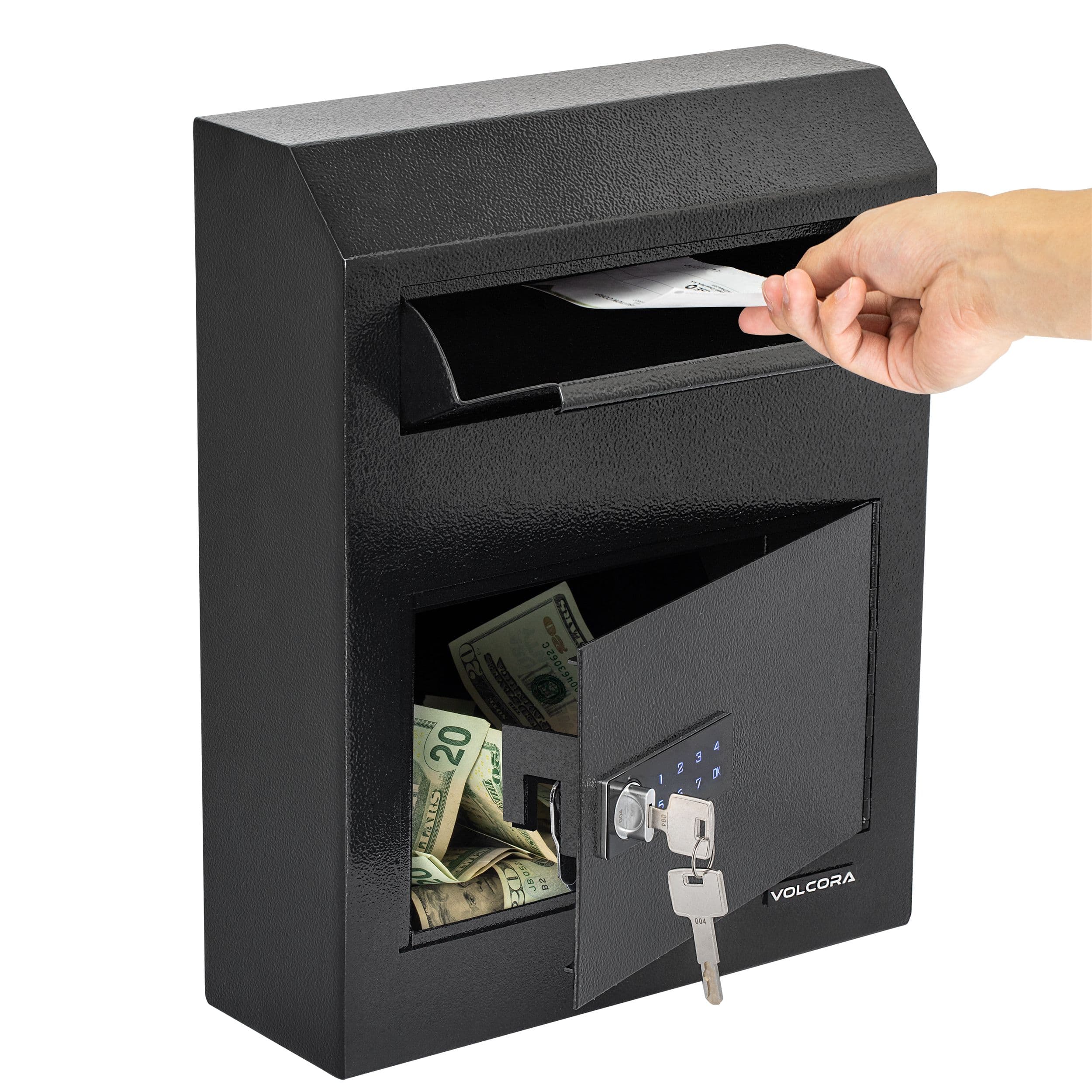 Wall Mount Digital Keypad Lock Drop Safe, Black 1