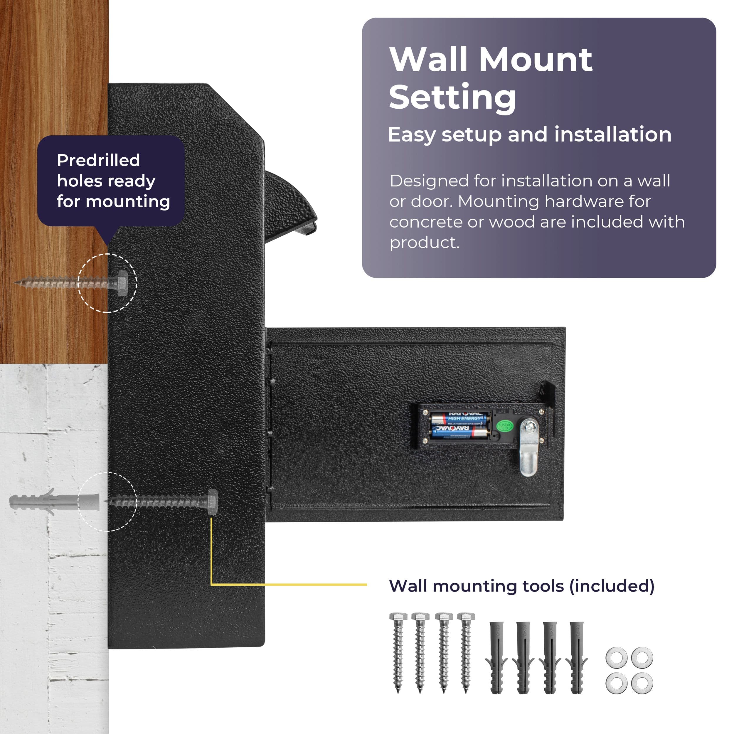 Wall Mount Digital Keypad Lock Drop Safe, Black 2