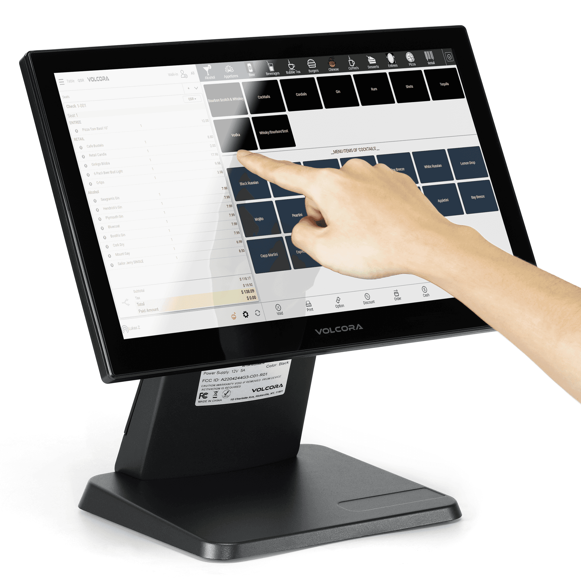 Single 15.6" Touch Screen Android 14 POS Terminal. Rockchip RK3576 CPU, 8GB Memory, 64GB Hard Disk