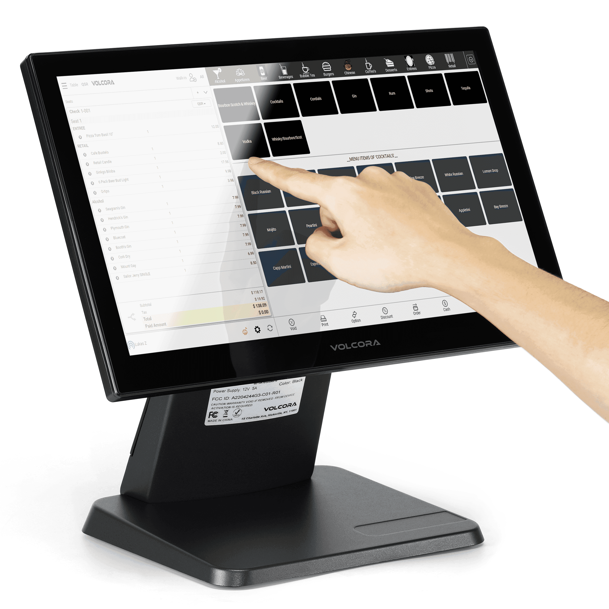 Single 15.6" Touch Screen Android 14 POS Terminal. Rockchip RK3576 CPU, 8GB Memory, 64GB Hard Disk