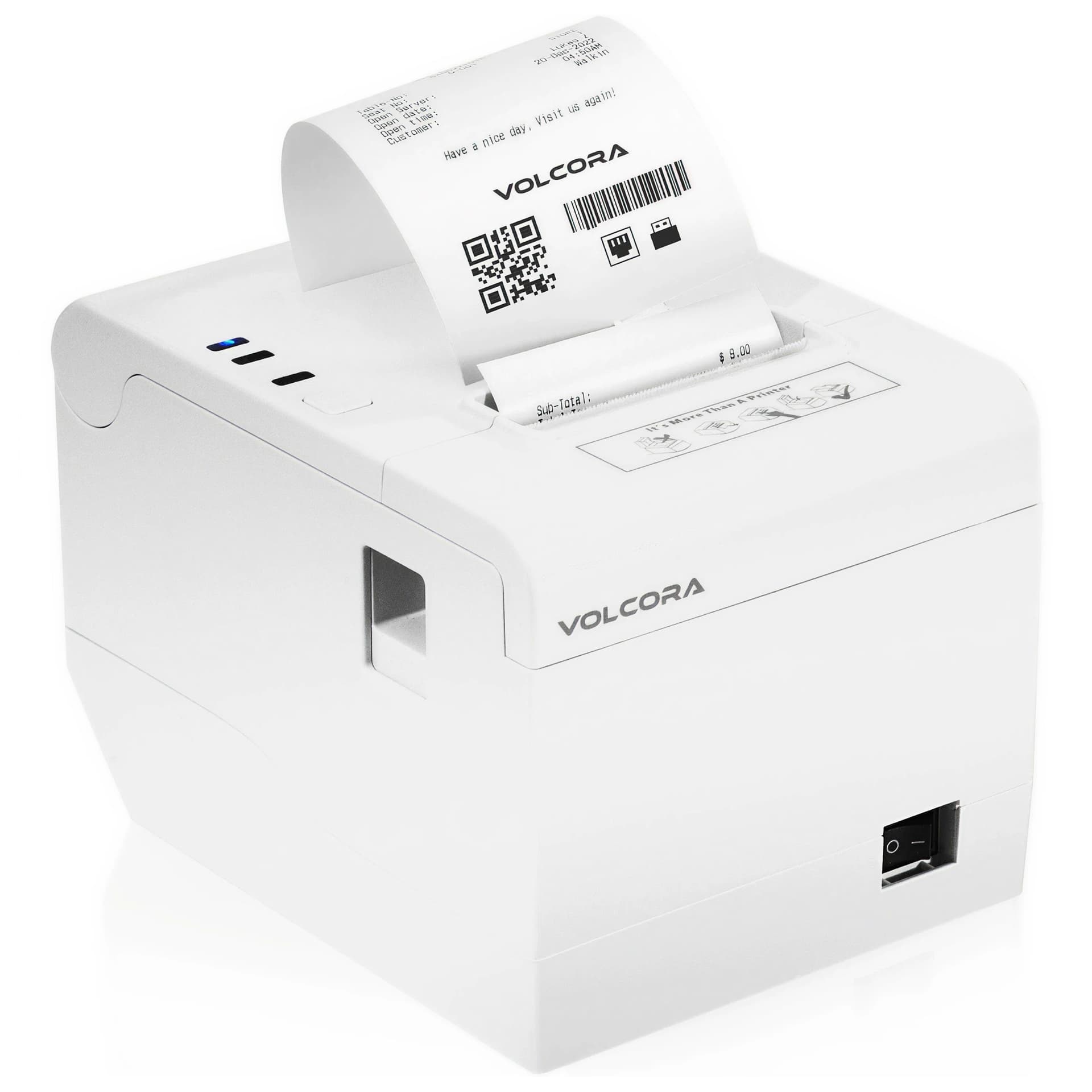Volcora Performance 80mm Thermal Receipt Printer USB/Ethernet - V-WRP2 Series. White