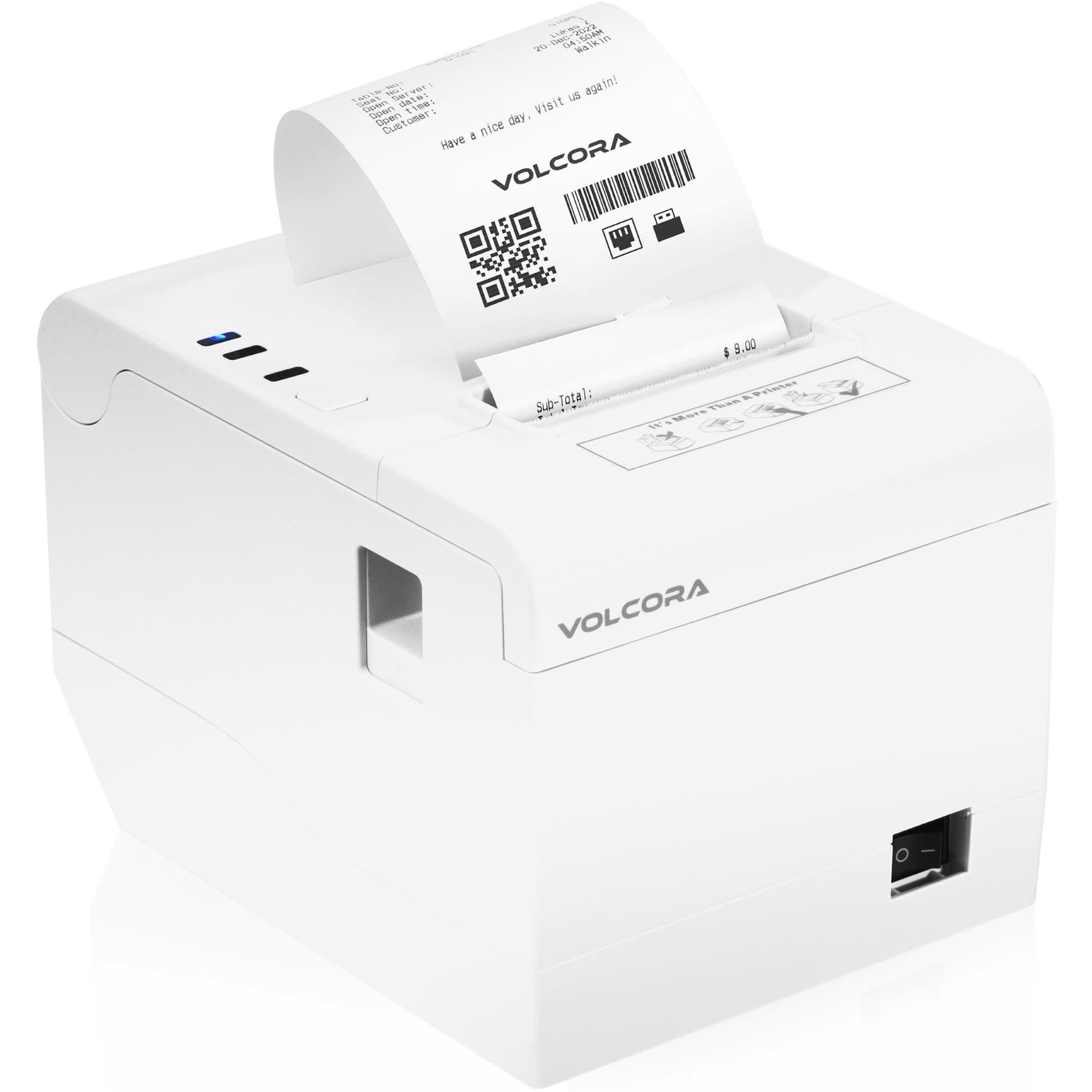 Volcora Performance 80mm Thermal Receipt Printer USB/WiFi - V-WLRP5 Series. White